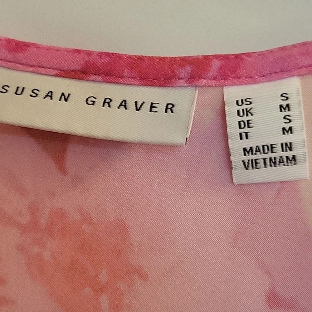 Susan Graver Liquid Knit Floral Pink Faux Wrap Dress Small - Picture 2 of 10